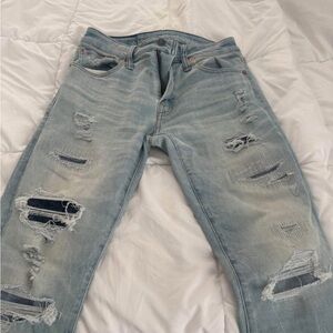 American Eagle Outfitters Light Blue Ripped Jeans